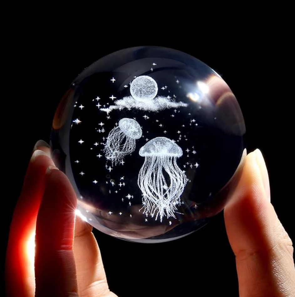 Bola de cristal medusa con luz LED